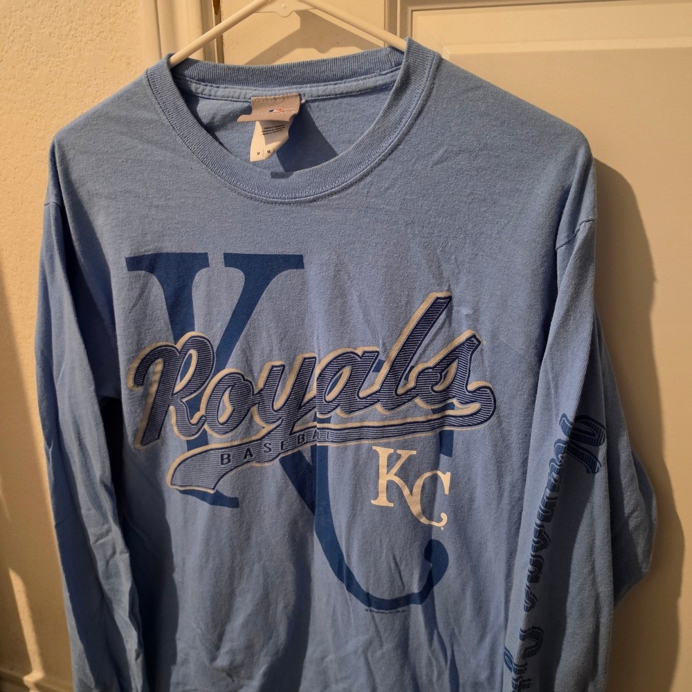MLB Kansas City Royals Mens Light Blue Long Sleeve Graphic T-Shirt Size M